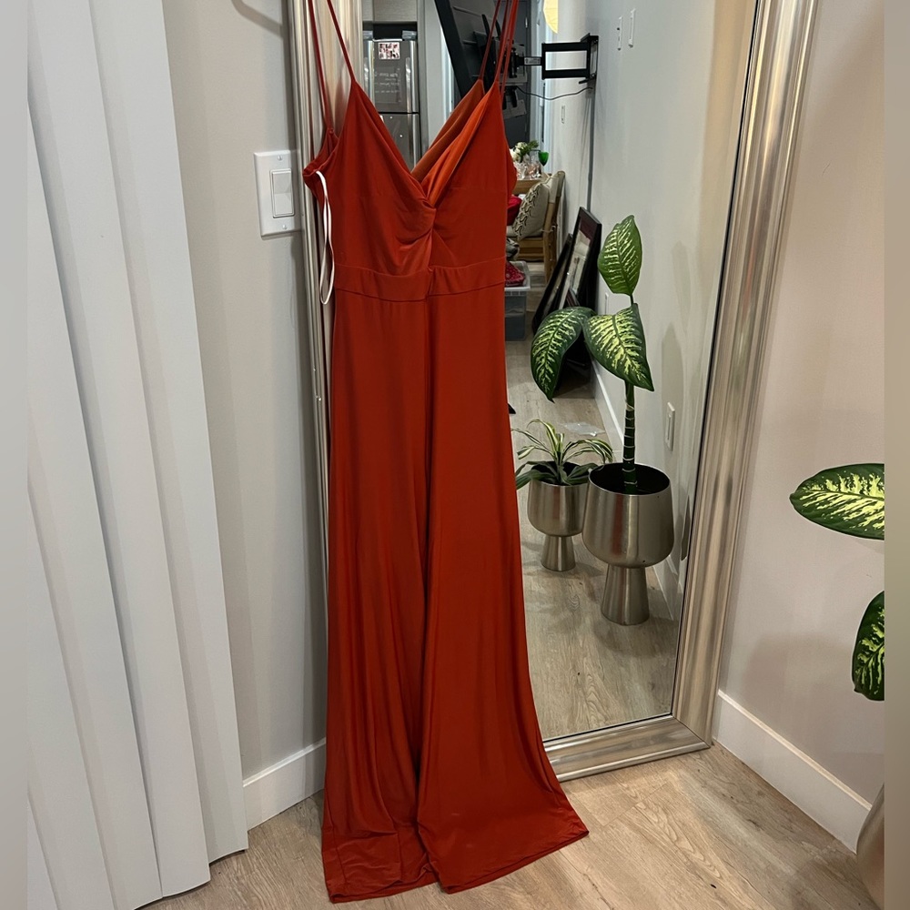 Stretchy burnt orange jumpsuit